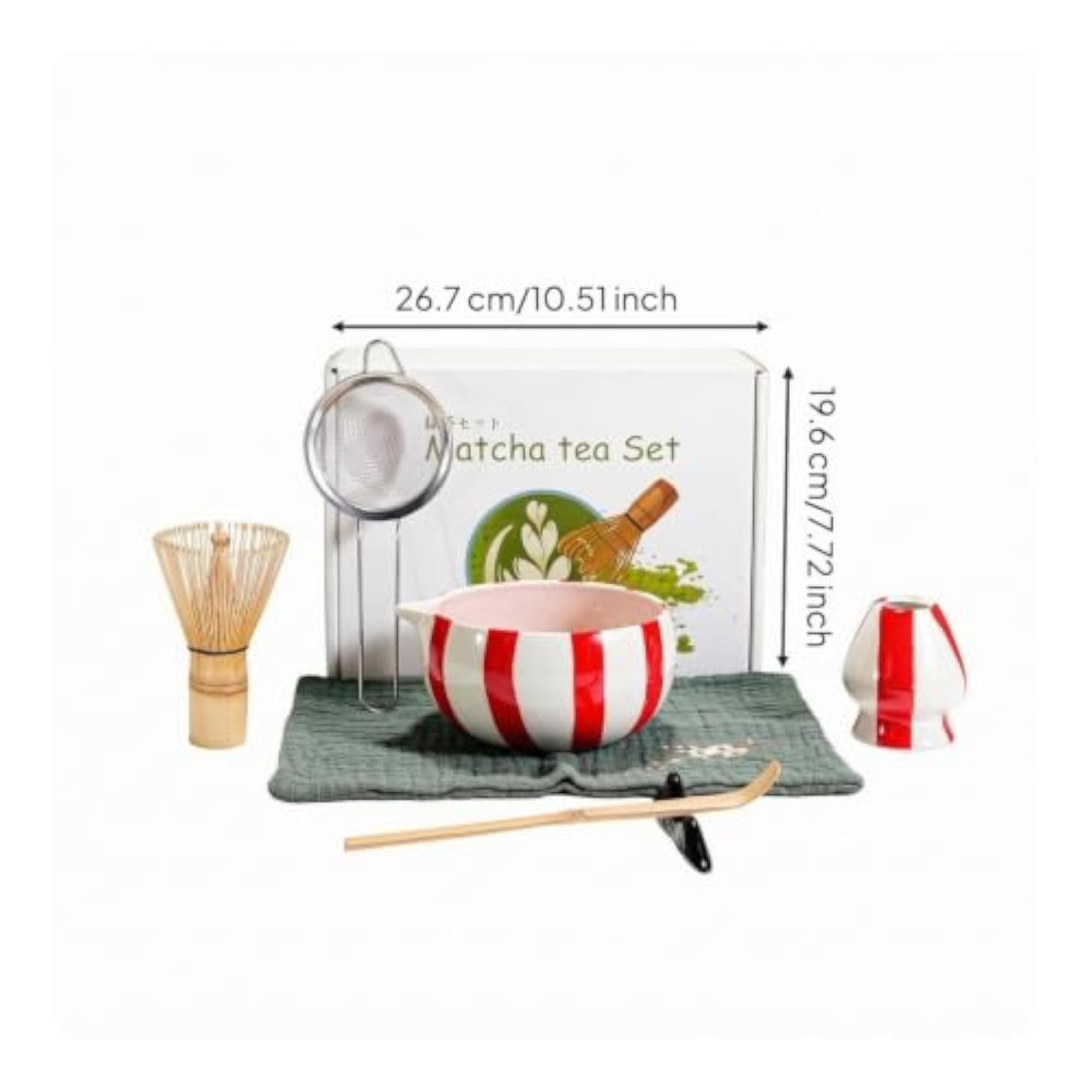Ceramic Matcha Whisk Set with Bowl, Hand-Painted Decoration